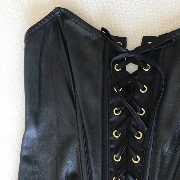 Victoria’s Secret Black Love Letters Faux Leather Teddy Bodysuit, NWT, Lace Up - Picture 7 of 16